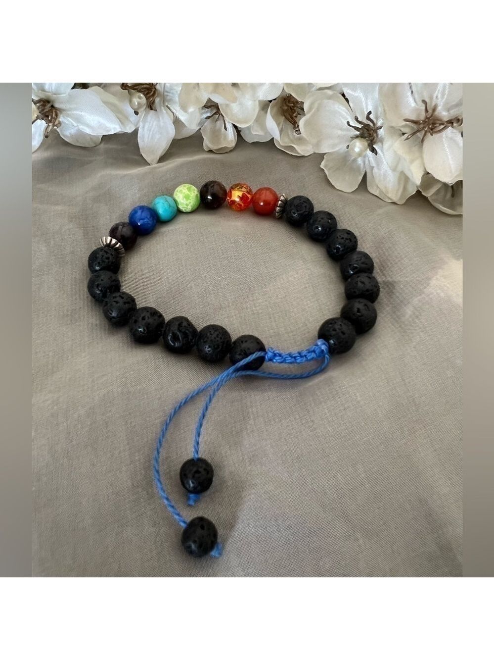 Handmade lava stone bracelet holistic energy chakra stress relief adjustable